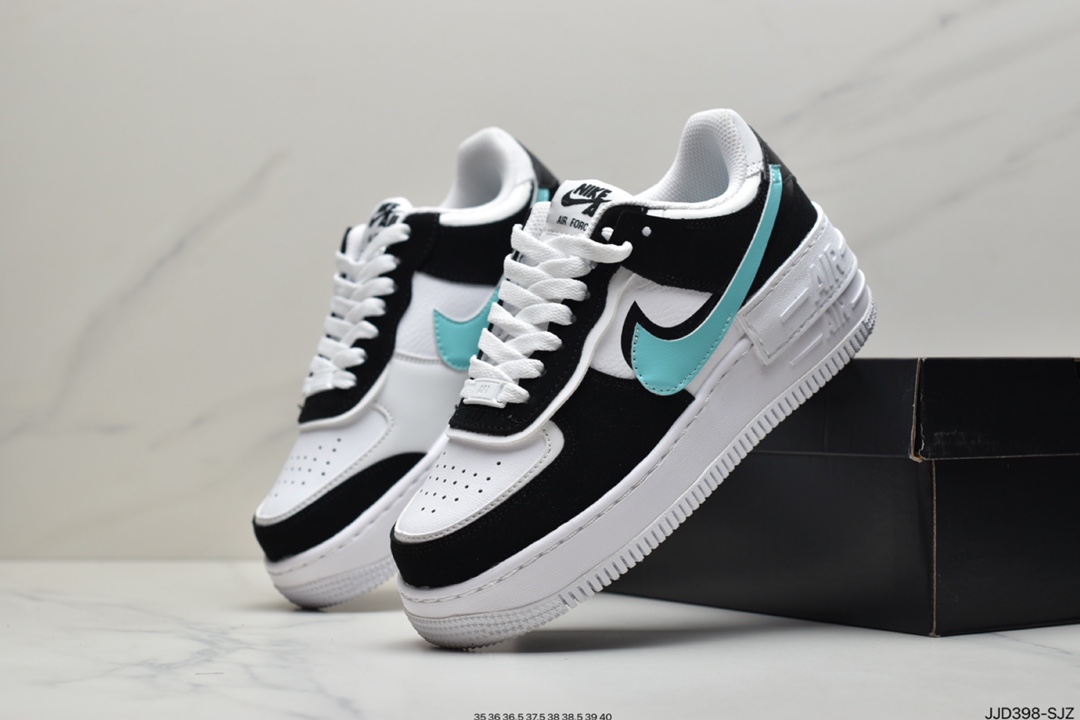130 耐克Air Force 1 Shadow 黑白绿 蒂芙尼轻量增高低帮百搭板鞋CZ7929-100
