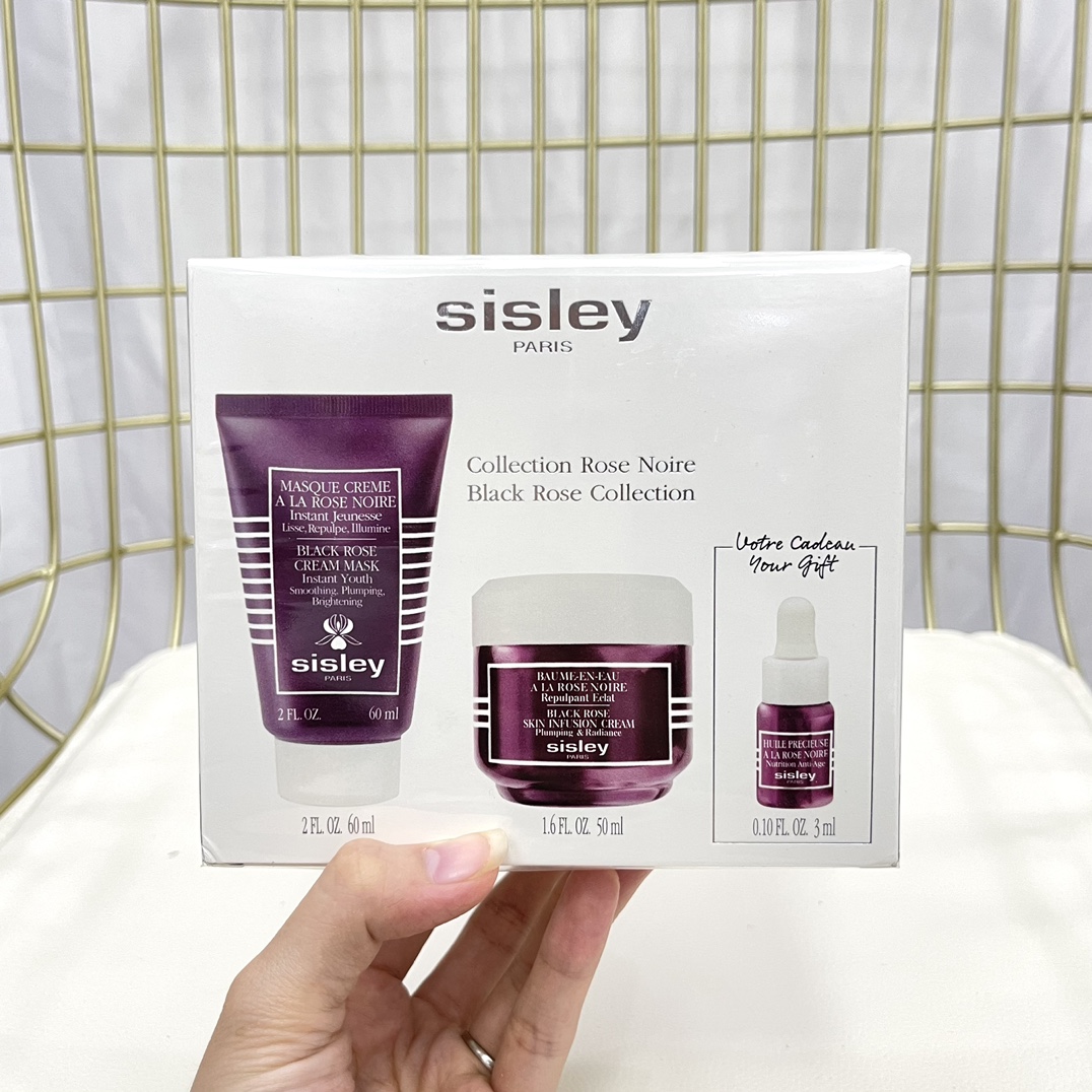 Sisley Black Rose Skin Care Set: Mask, Cream, and Oil - Authentic & Luxurious