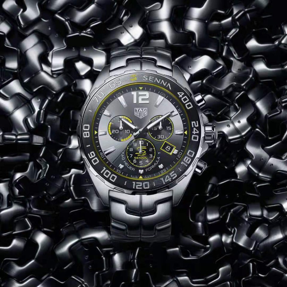 批:750 原盒:50 新款硬货，Original Tagheuer,泰格豪雅F1系列 塞纳纪念石英计时表，专柜1万+。 ~43mm表径，蓝宝石镜面，超强夜光指针，原装机芯，支持拆机验货，硬汉风格，超高难度精钢拉丝表带工艺无法仿制，一表一码配吊牌，专柜同步！全新全套出[色][色][色]