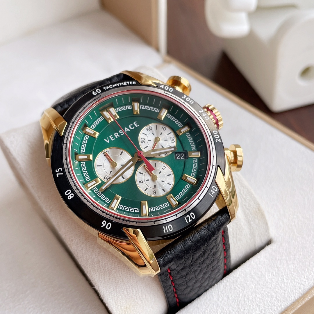 NO:157845,Original factory channel goods. Support inspection. Italian brand Versace men's watch, VDB series, watch diameter 43mm, quartz movement, timing function, belt model, counter price exceeds 10,000 yuan, I am here to pay a price of one hand!  The full set of original boxes adds 50!  , versace, versace19860909原代工厂渠道货.支持验货.意大利大牌Versace范思哲男士腕表,VDB系列,表径43mm,石英机芯,计时功能,皮带款,专柜定价过万我这里好价一手出！全套原盒加50！,,versace,versace,Watch