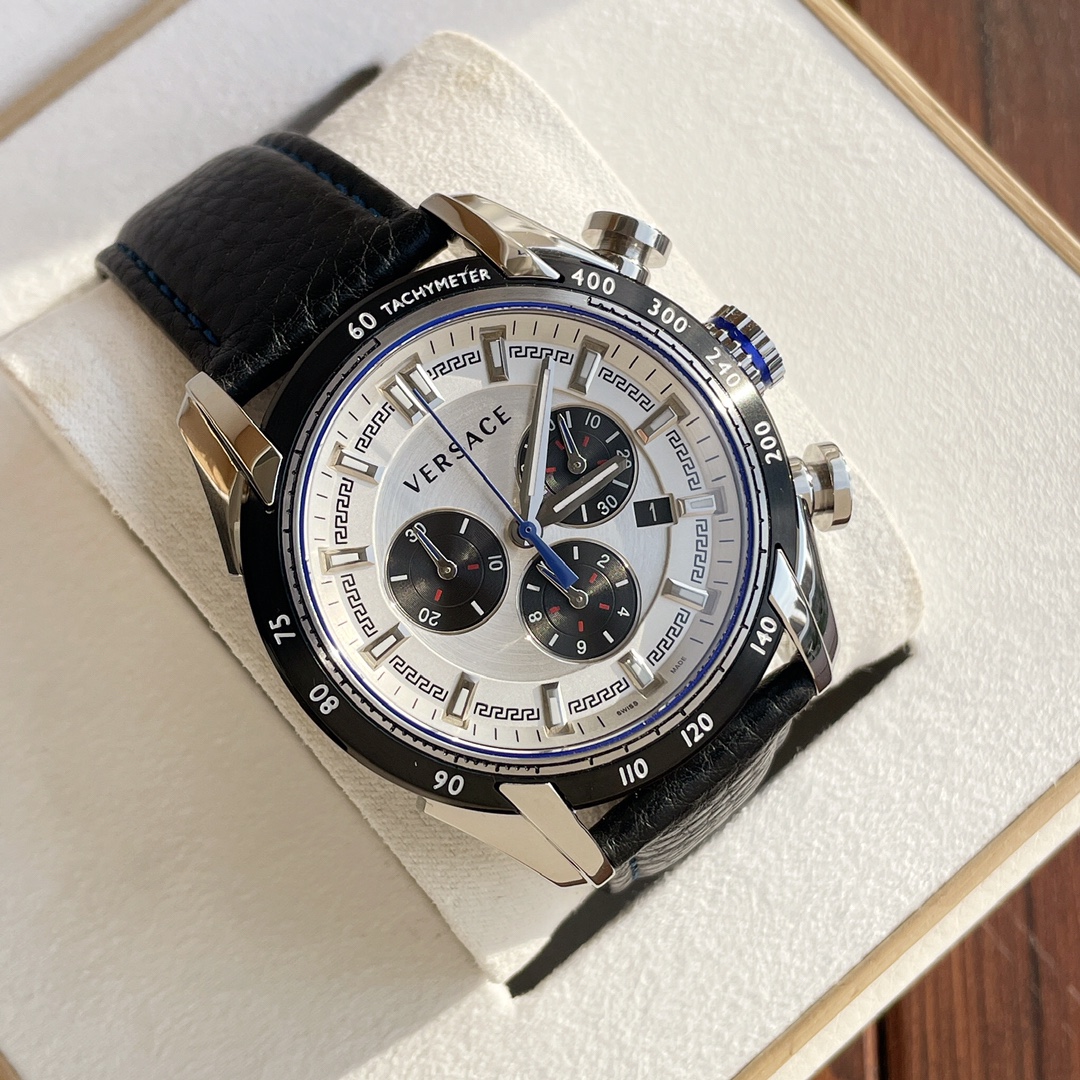 NO:157849,Original factory channel goods. Support inspection. Italian brand Versace men's watch, VDB series, watch diameter 43mm, quartz movement, timing function, belt model, counter price exceeds 10,000 yuan, I am here to pay a price of one hand!  The full set of original boxes adds 50!  , versace, versace19860909原代工厂渠道货.支持验货.意大利大牌Versace范思哲男士腕表,VDB系列,表径43mm,石英机芯,计时功能,皮带款,专柜定价过万我这里好价一手出！全套原盒加50！,,versace,versace,Watch