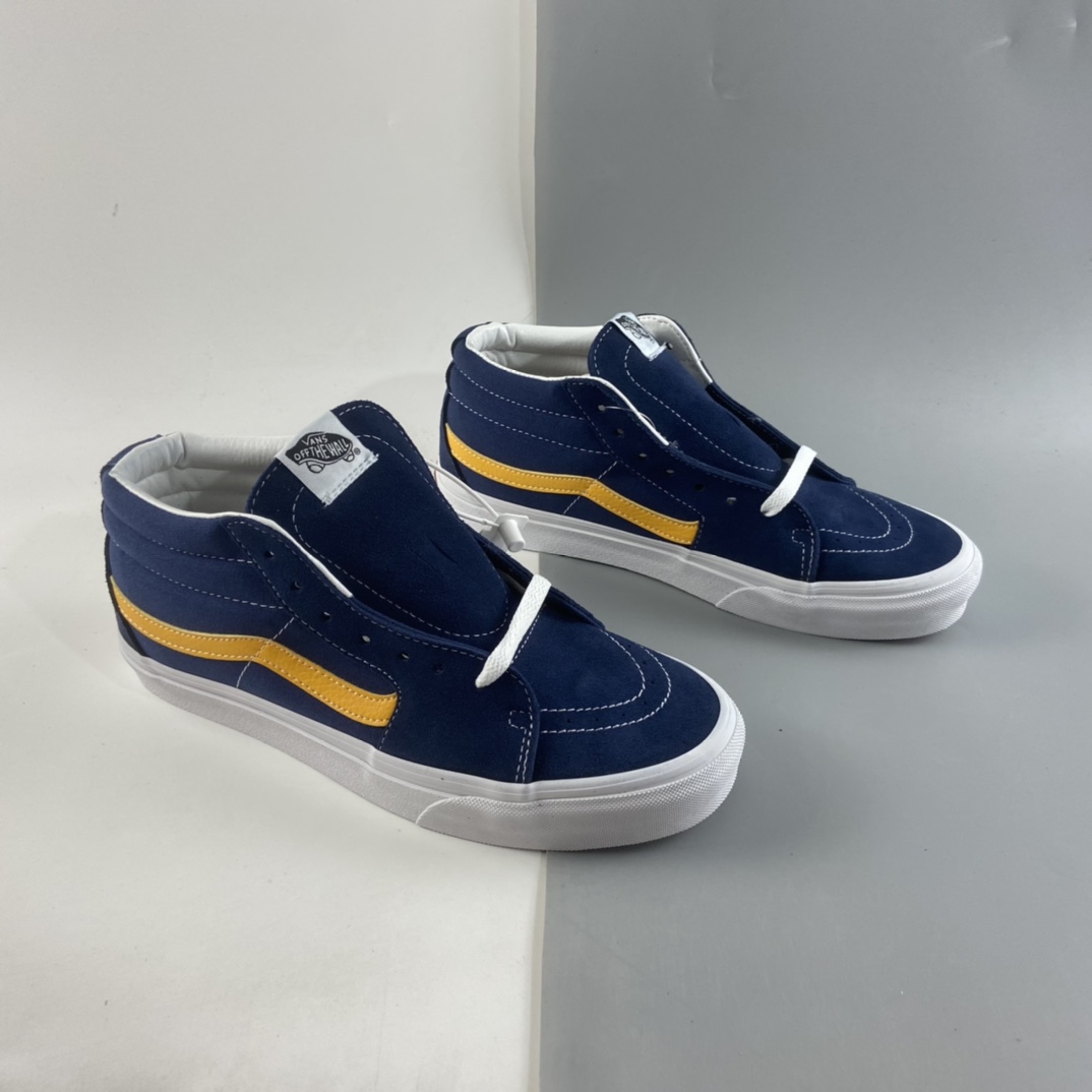 P160 VANS SK8-MID 范斯蓝黄撞色拼接中帮复古经典男女鞋滑板帆布鞋 VN0A3WM34PL