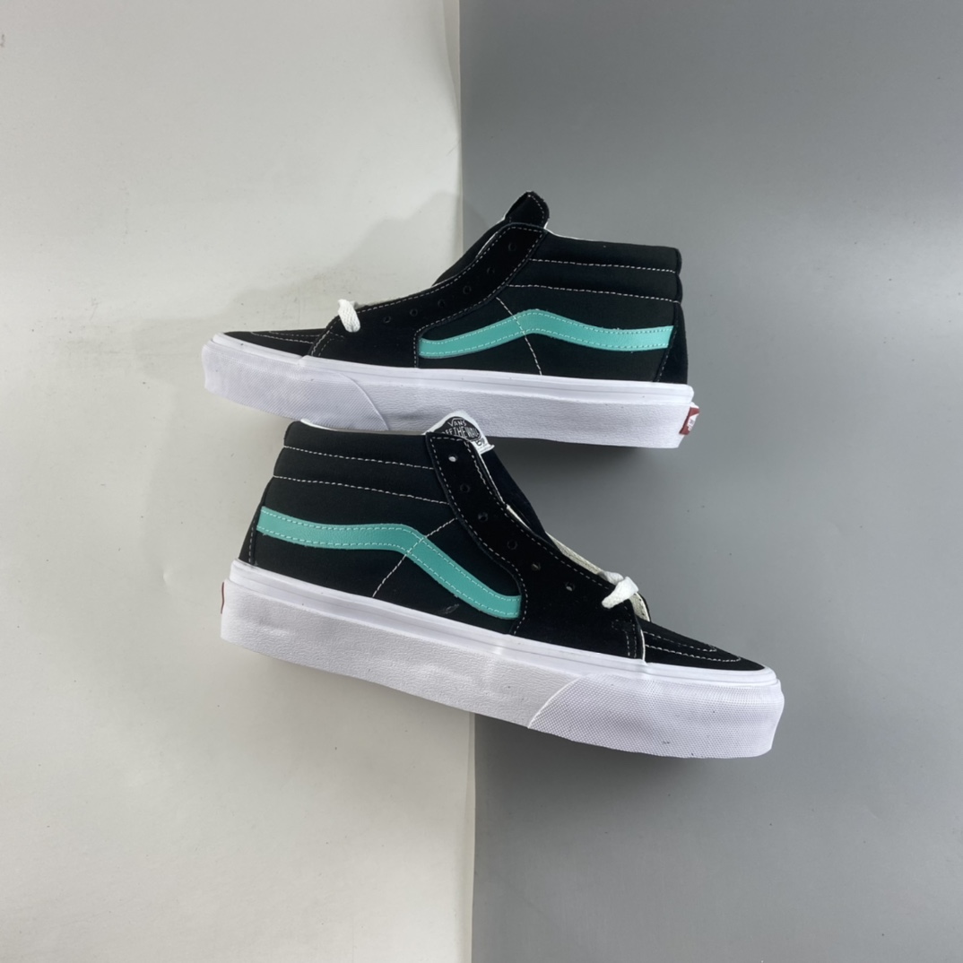 P140  Vans Sk8-Mid 范斯官方糖果黑绿侧边条纹中帮板鞋运动鞋 VN0A3WM34FV
