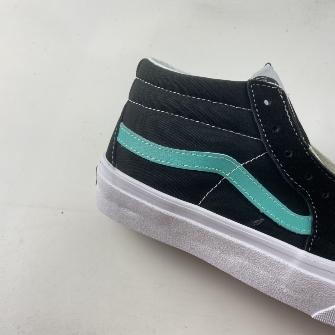 P140  Vans Sk8-Mid 范斯官方糖果黑绿侧边条纹中帮板鞋运动鞋 VN0A3WM34FV