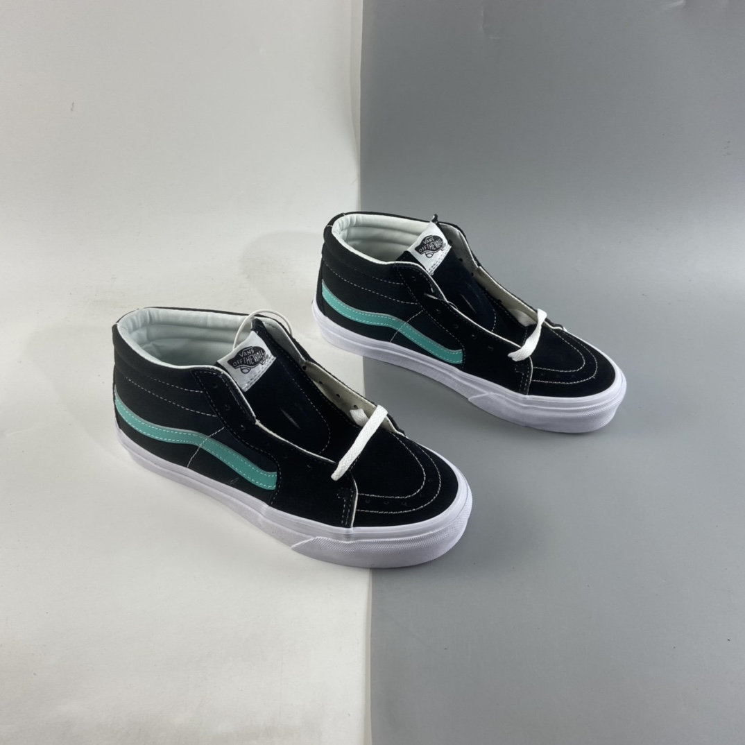 P140  Vans Sk8-Mid 范斯官方糖果黑绿侧边条纹中帮板鞋运动鞋 VN0A3WM34FV