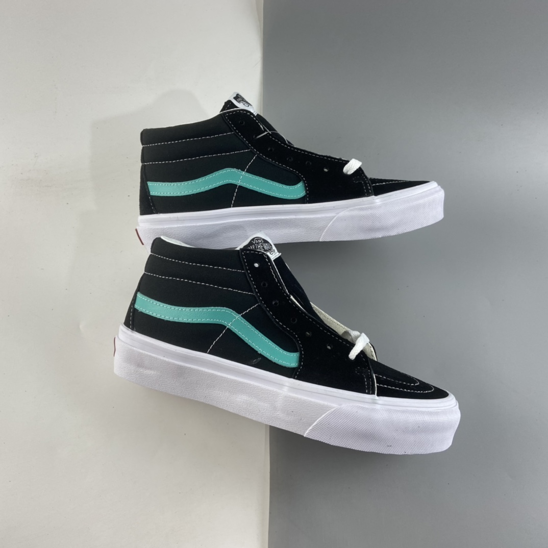 P140  Vans Sk8-Mid 范斯官方糖果黑绿侧边条纹中帮板鞋运动鞋 VN0A3WM34FV