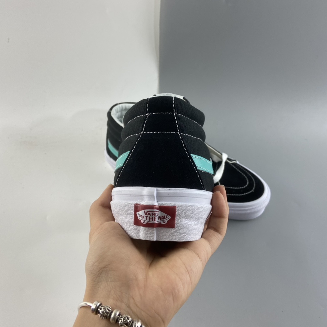 P140  Vans Sk8-Mid 范斯官方糖果黑绿侧边条纹中帮板鞋运动鞋 VN0A3WM34FV