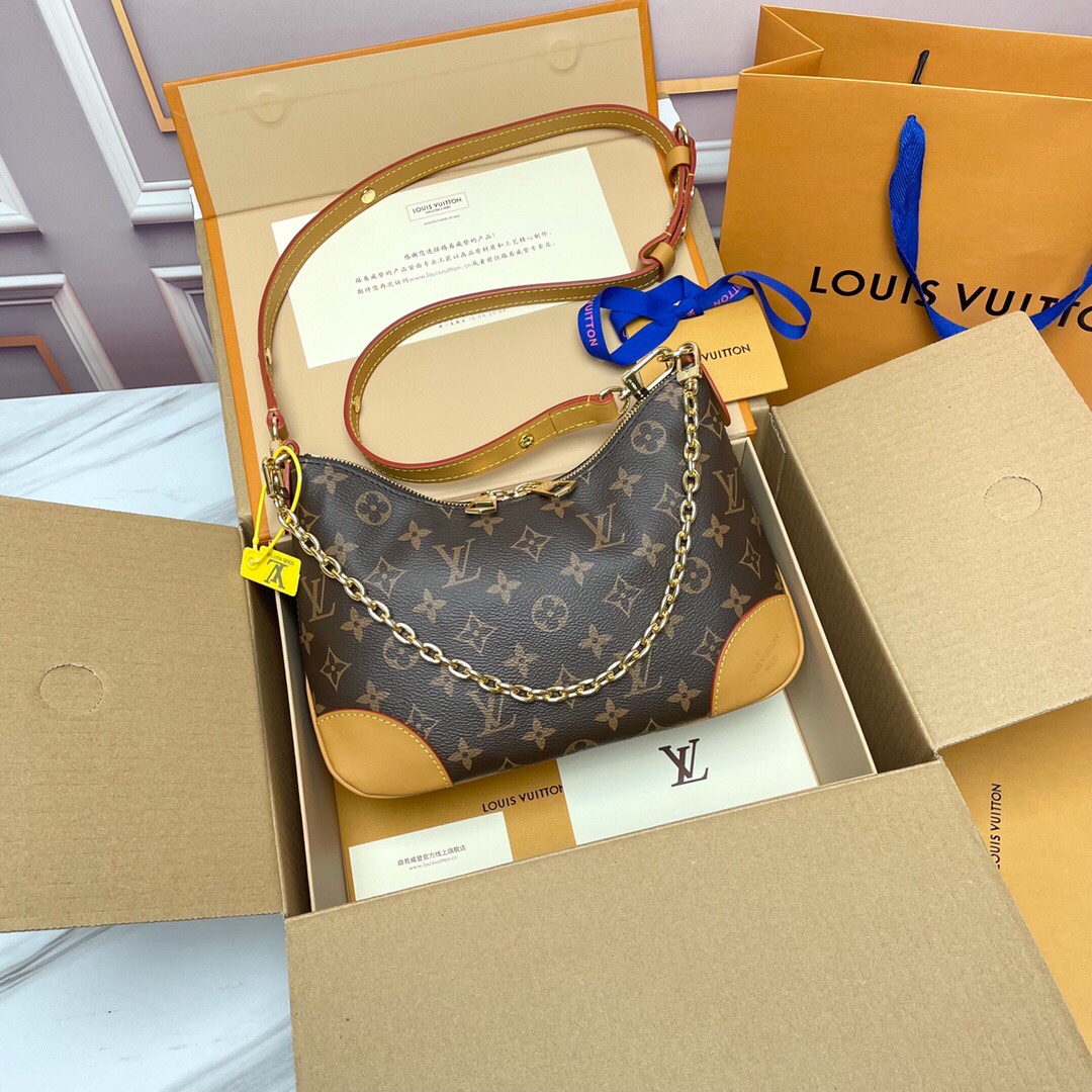 Louis Vuitton LV Boulogne Bags Handbags Yellow Monogram Canvas Cowhide Fabric Chains M45832