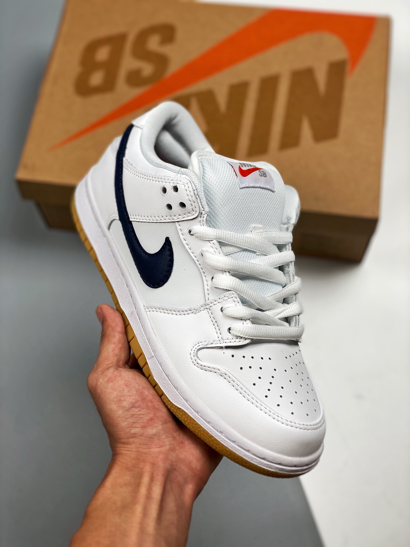NK Dunk SB Low Pro Orange Label SC blanco/azul/crema. Desarrollo original con horma y papel originales. Material de cue…