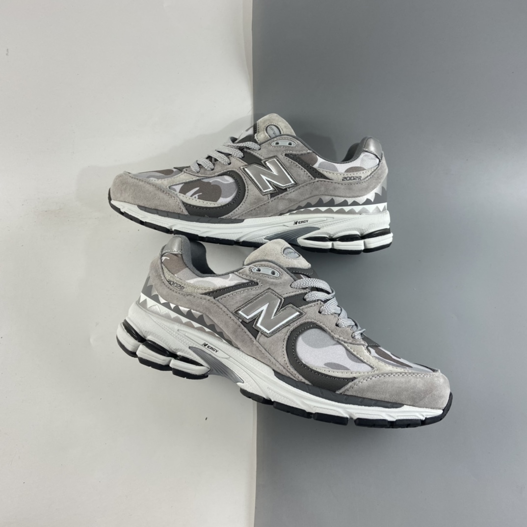 P200 A bathing ape x NB新百伦New Balance ML2002系列复慢跑鞋“元祖灰鲨鱼迷彩反光”ML2002RBG