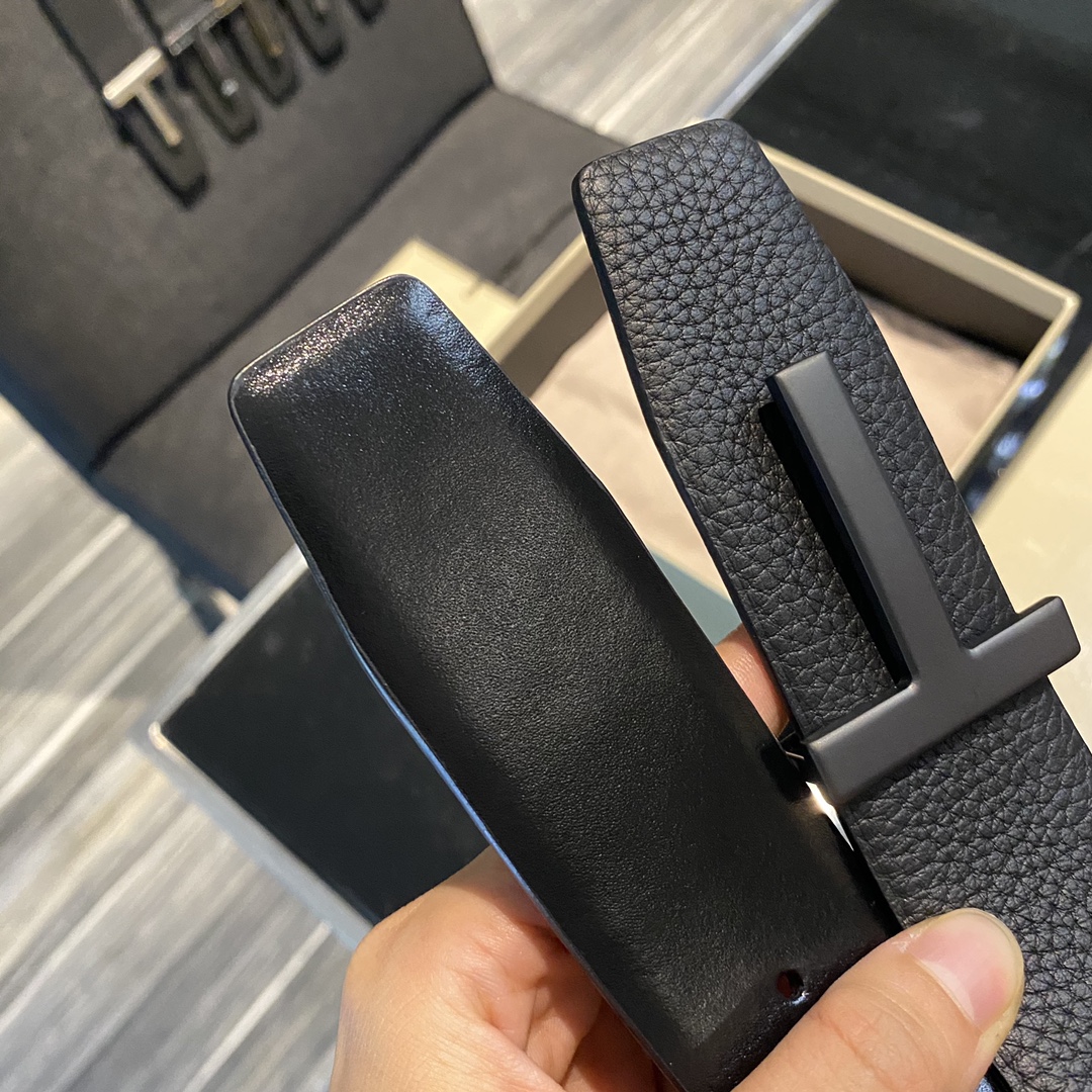 Tom Ford High-End Double-Sided Calf Leather Business Belt, Elegant Fashion, 4.0CM Width - 图片 3