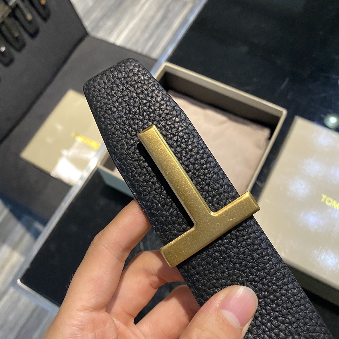 High-End Double-Sided Tom Ford Business Man Belt, 4.0CM Wide, Elegant Fashion - 图片 2