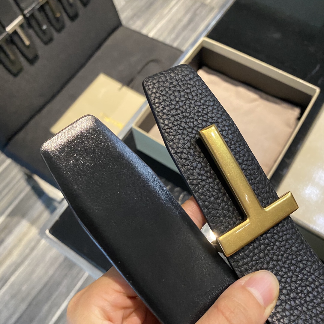 High-End Double-Sided Tom Ford Business Man Belt, 4.0CM Wide, Elegant Fashion - 图片 3