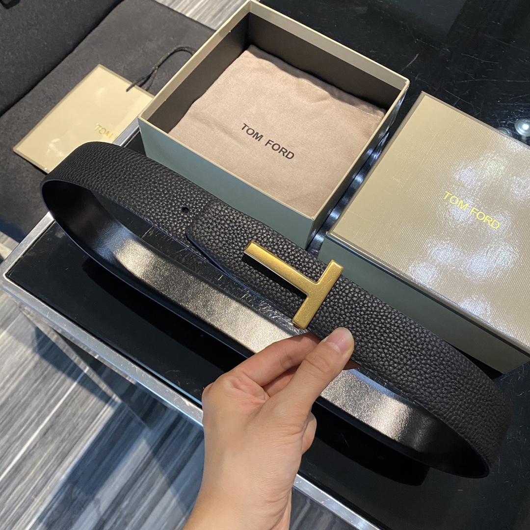High-End Double-Sided Tom Ford Business Man Belt, 4.0CM Wide, Elegant Fashion - 图片 5
