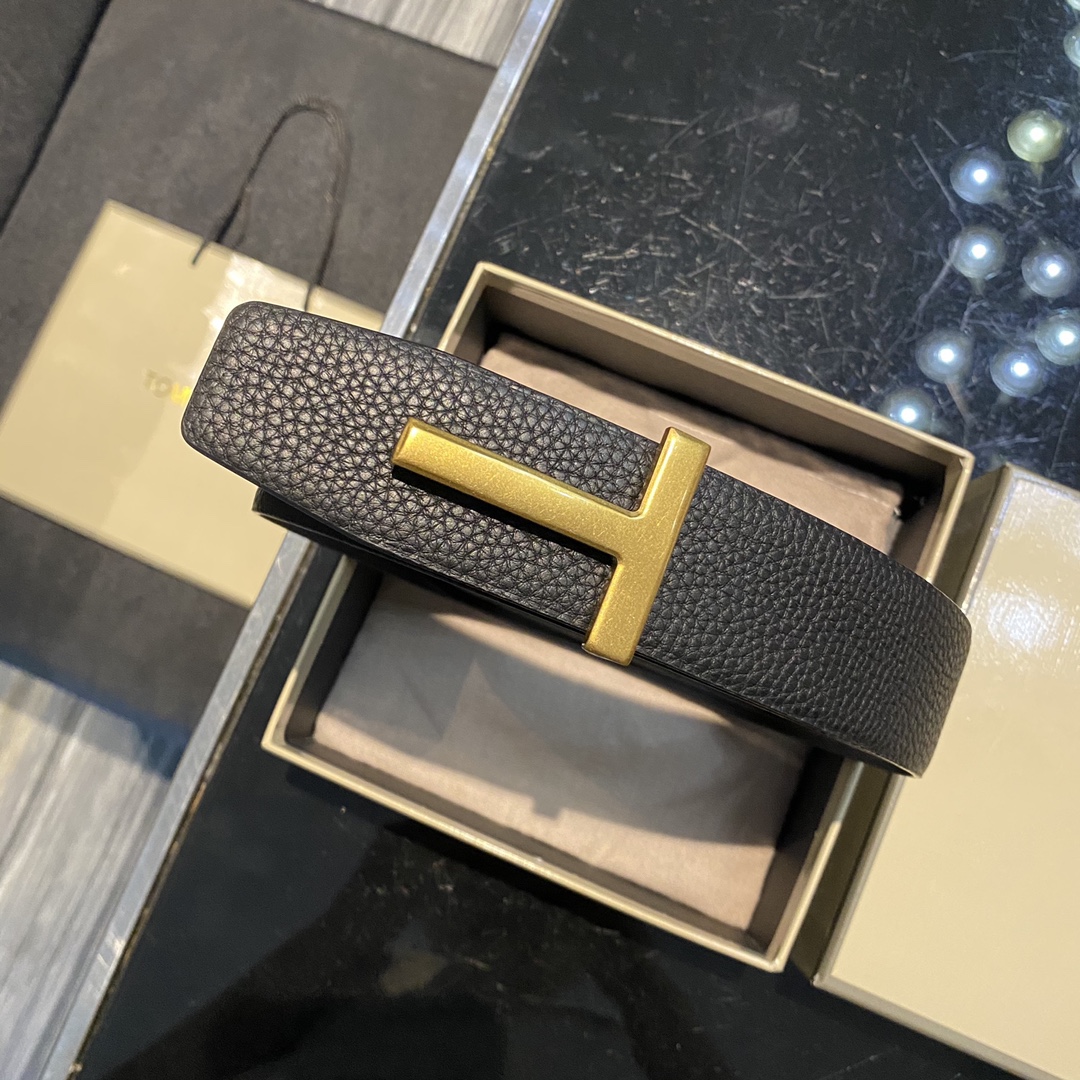 High-End Double-Sided Tom Ford Business Man Belt, 4.0CM Wide, Elegant Fashion - 图片 1