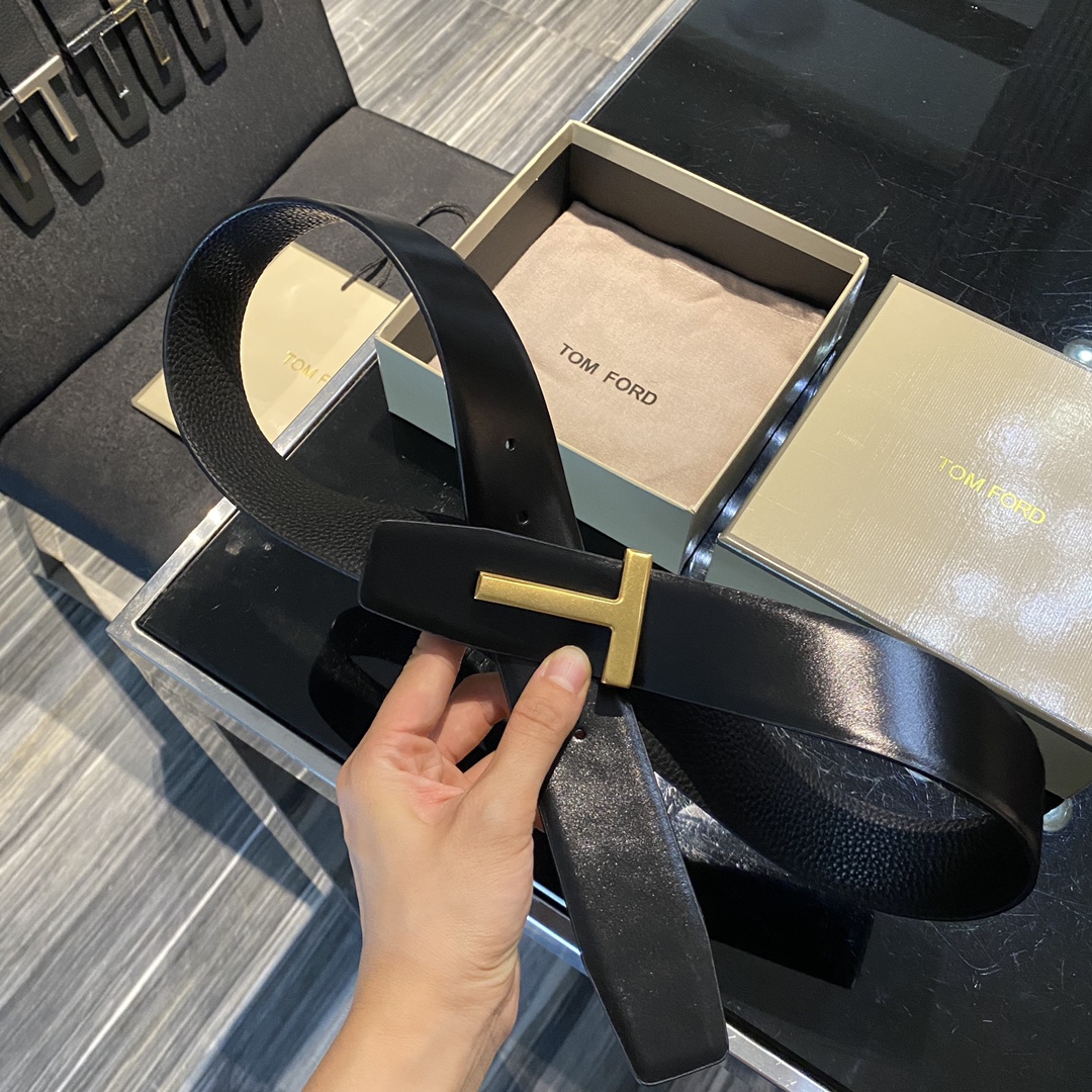 High-End Double-Sided Tom Ford Business Man Belt, 4.0CM Wide, Elegant Fashion - 图片 6