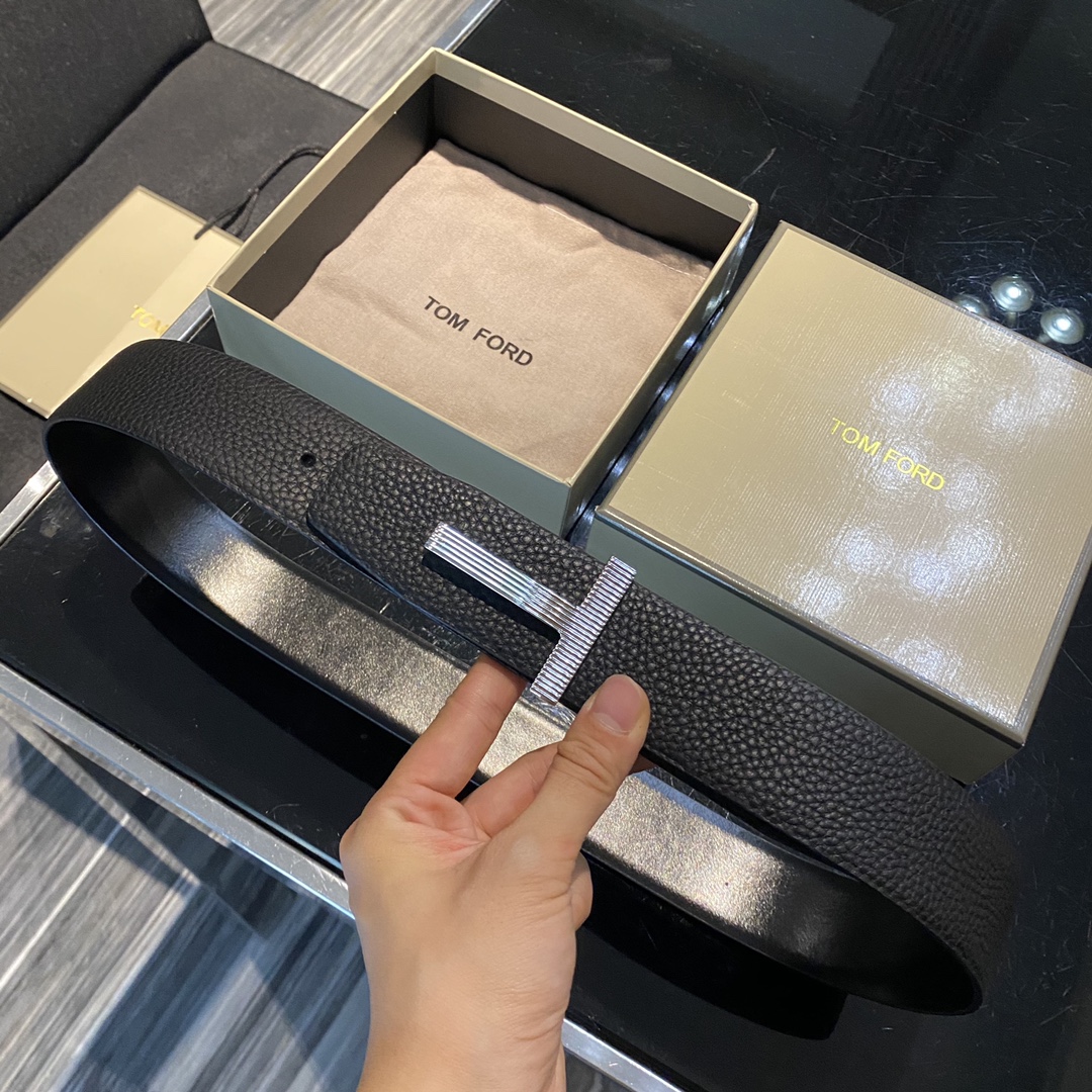 Tom Ford High-End Double-Sided Calves Business Belt: Elegant Fashion, 4.0CM Width - 图片 4