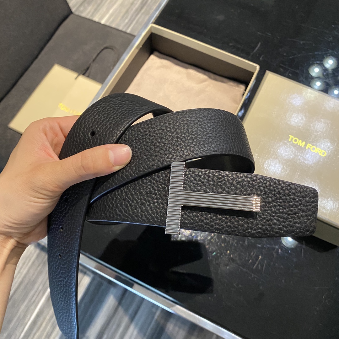 Tom Ford High-End Double-Sided Calves Business Belt: Elegant Fashion, 4.0CM Width - 图片 5