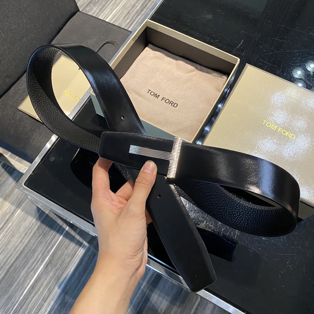Tom Ford High-End Double-Sided Calves Business Belt: Elegant Fashion, 4.0CM Width - 图片 7
