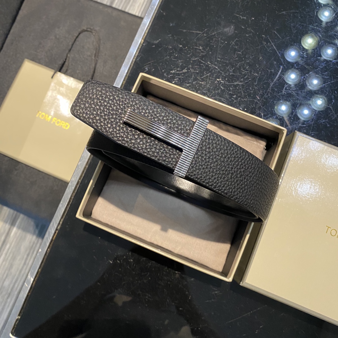 Tom Ford High-End Double-Sided Calves Business Belt: Elegant Fashion, 4.0CM Width - 图片 1