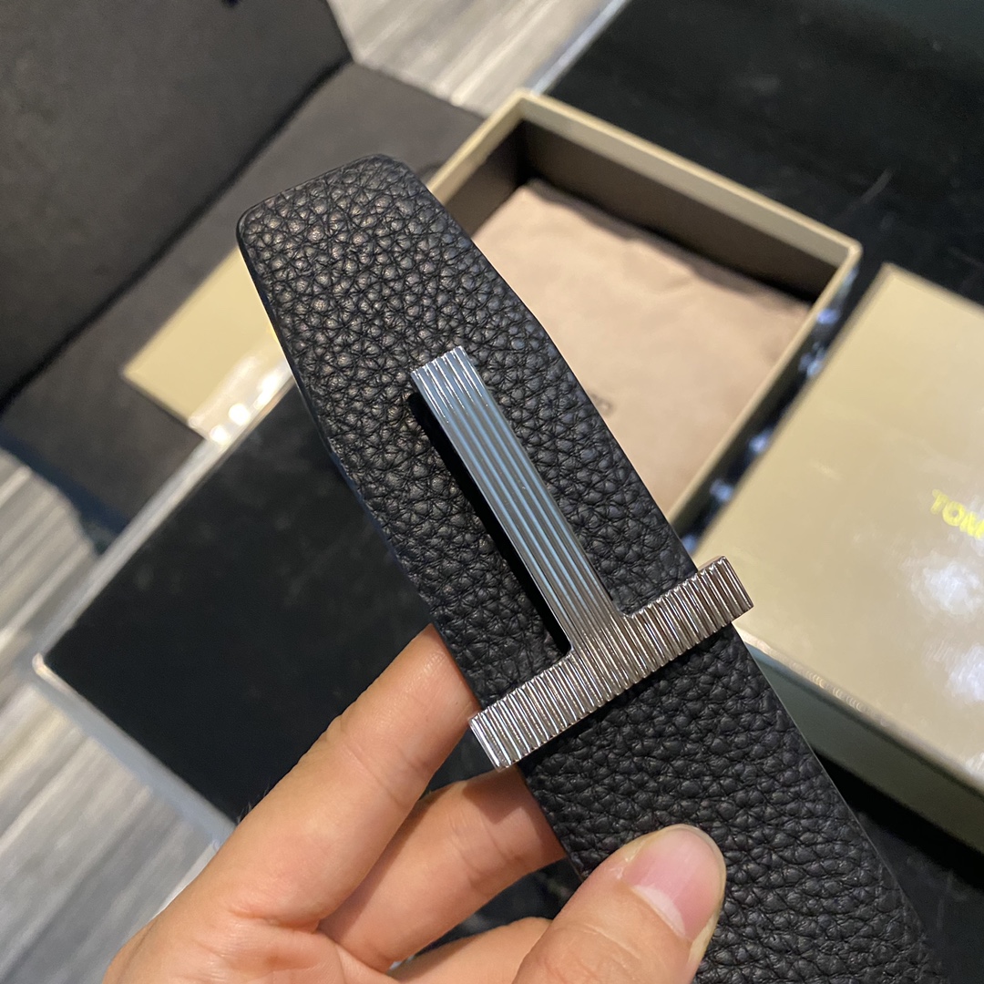 Tom Ford High-End Double-Sided Calves Business Belt: Elegant Fashion, 4.0CM Width - 图片 2