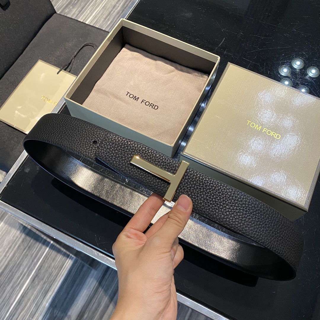 Tom Ford Double-Sided Calf Leather Business Belt, Elegant Fashion, 4.0CM Width - 图片 4