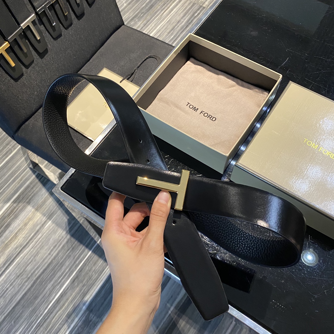Tom Ford Double-Sided Calf Leather Business Belt, Elegant Fashion, 4.0CM Width - 图片 6