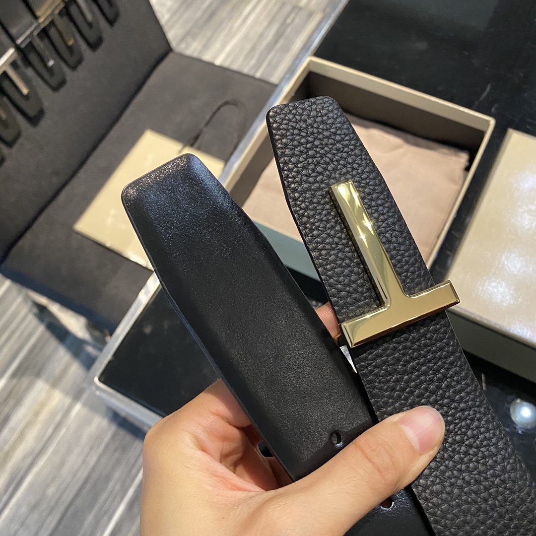 Tom Ford Double-Sided Calf Leather Business Belt, Elegant Fashion, 4.0CM Width - 图片 3