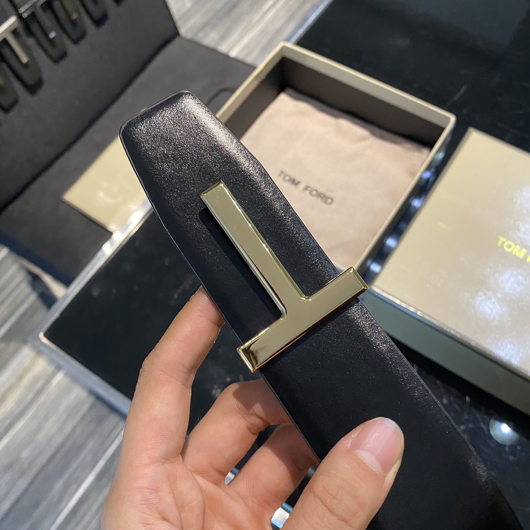 Tom Ford Double-Sided Calf Leather Business Belt, Elegant Fashion, 4.0CM Width - 图片 7