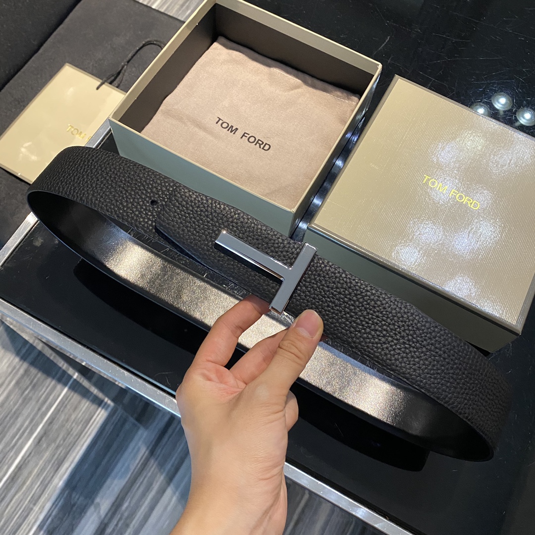 Tom Ford Double-Sided Calf Leather Business Belt, Elegant and Versatile, 4.0CM Wide - 图片 6
