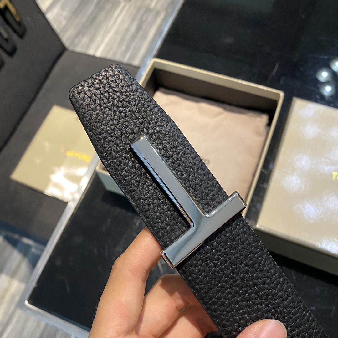 Tom Ford Double-Sided Calf Leather Business Belt, Elegant and Versatile, 4.0CM Wide - 图片 3