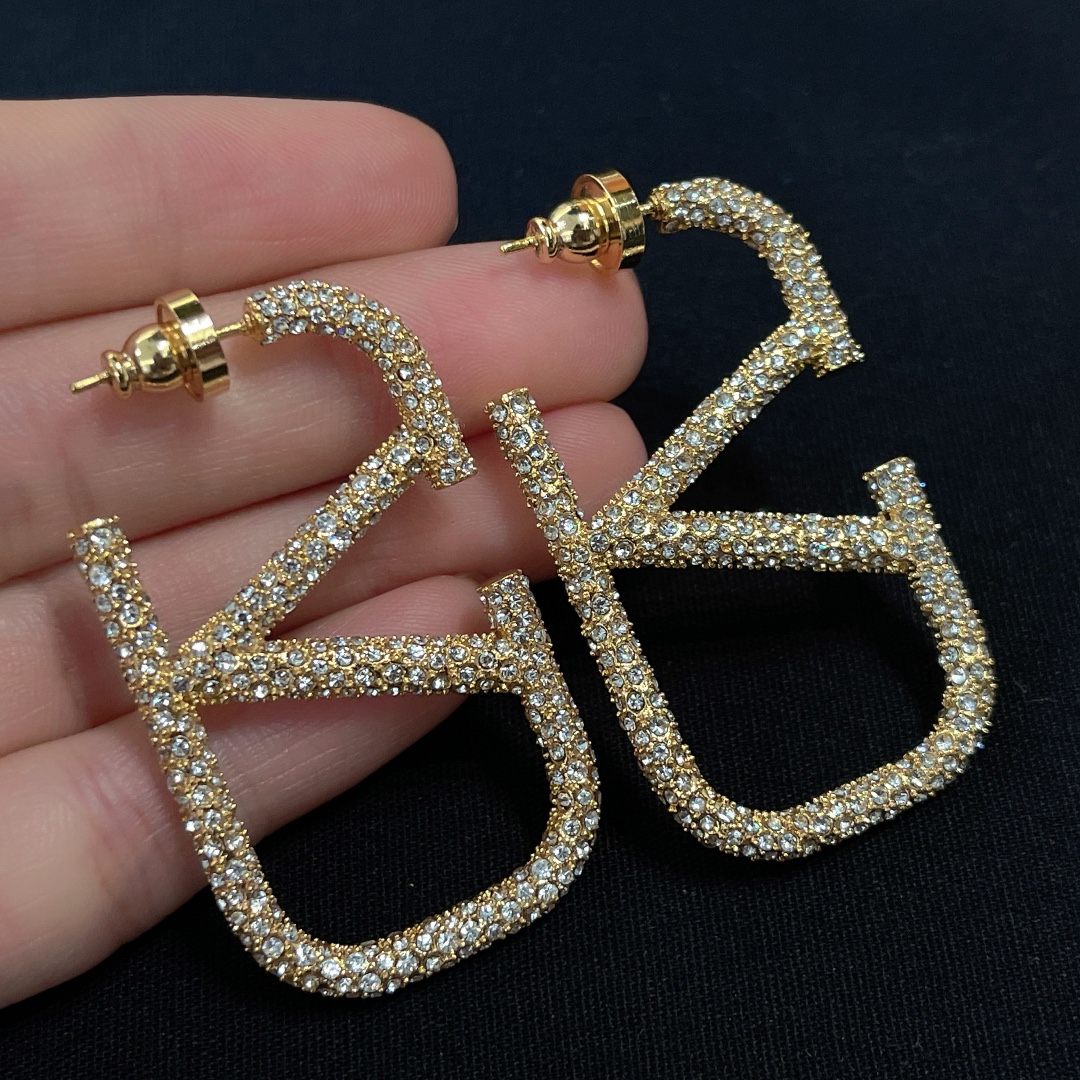N.º VED0009 Pendientes Valentino totalmente pavé ✨