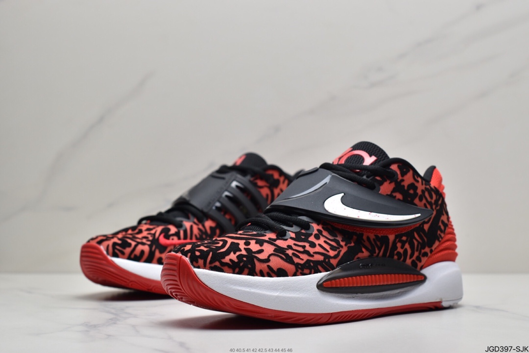 180 耐克Nike KD 14 EP 黑红纱面 凯文·杜兰特全新14代签名休闲运动篮球运动鞋 CZ0170-006