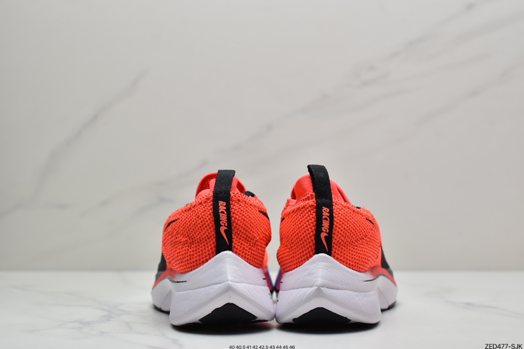 260 耐克Zoom PGHD Vaporfly Flyknit 4%飞线马拉松超级休运动跑鞋“荧光桔粉渐变紫黑钩”全掌型泡棉推进板回弹大底 原厂比值弹力编织面料货号：AJ3857-601 偏小一码 尺码：40 40.5 41 42 42.5 43 44 44.5 45 46 ID：ZED477-SJK
