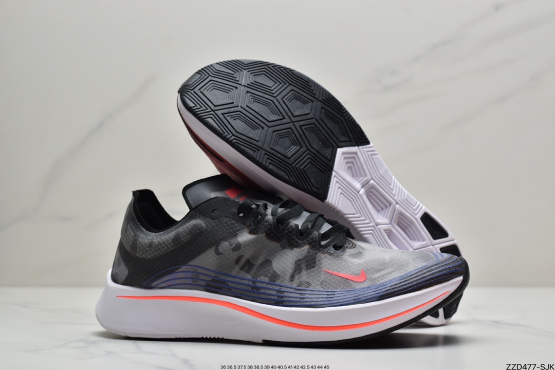 250 耐克Zoom Fly SP SHM  “跑上海鸳鸯鞋”  手绘拼色涂鸦透明纱面马拉松缓震跑鞋BQ6896-001