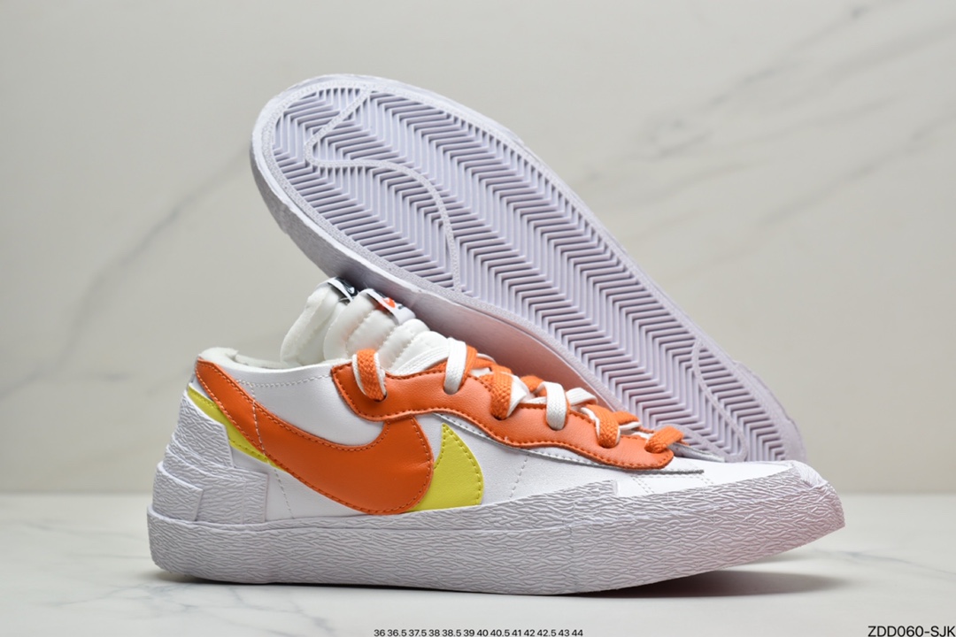 230  SACAI x NIKE Blazer Low”Dark Grey”开拓者低帮百搭板鞋“碳灰白”DD1877-002
