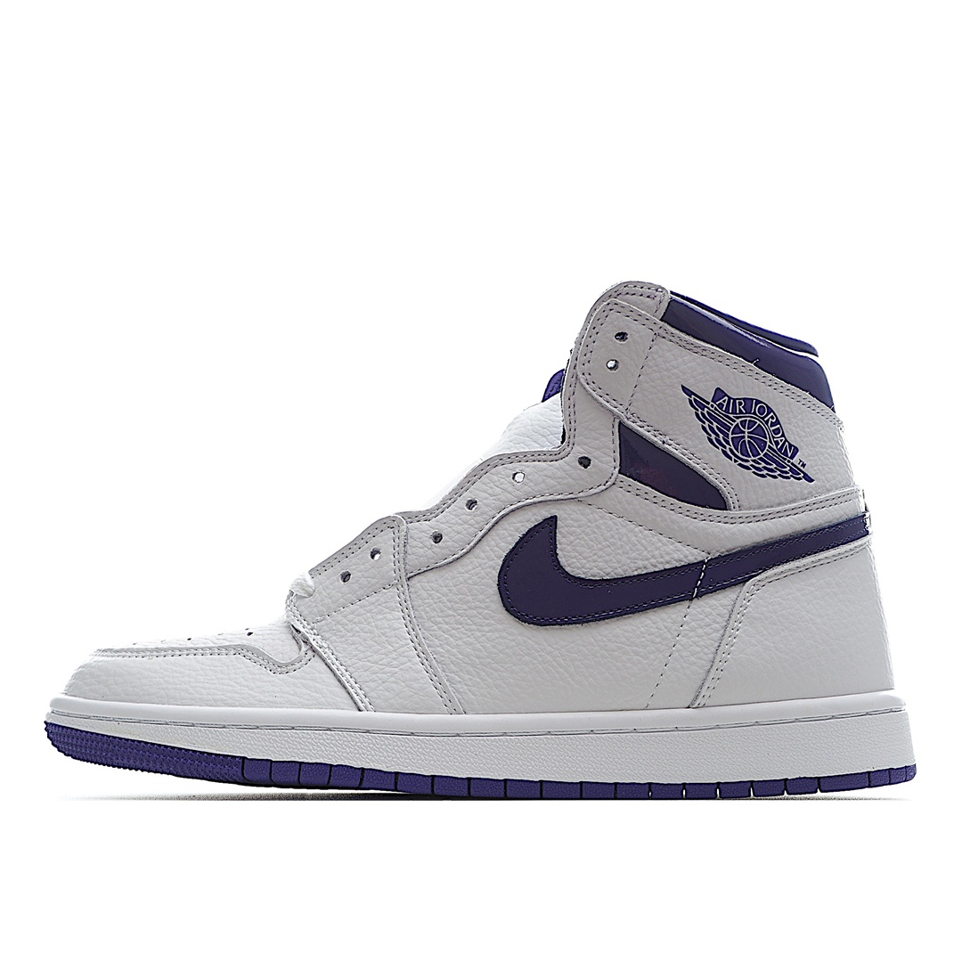 H0 头层 Air Jordan 1 Retro High 乔1 AJ1高帮运动板鞋 白紫 CD0461-151 原鞋开版 独家私模 正确版型 市售认可度较高 区分低价真标