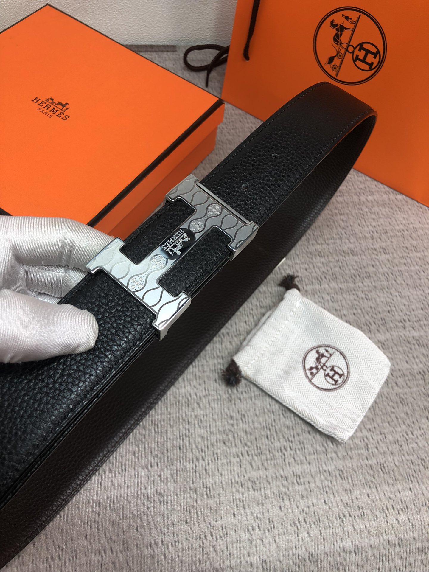 配全套包装礼盒爱马仕原单双面头层牛皮