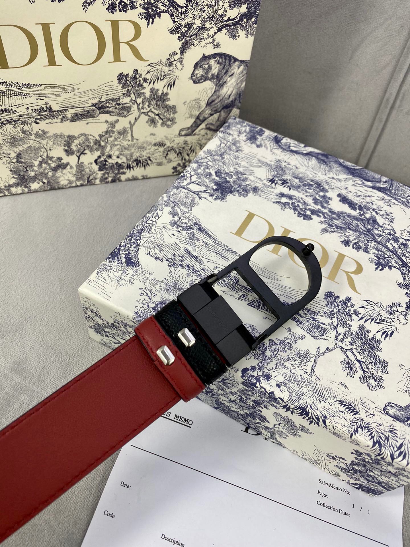 宽度3.5cmDior粒面触感牛皮革