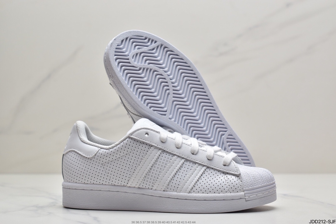 120 阿迪达斯Adidas Superstar FV3445 贝壳头50周年限定全白冲孔运动休闲板鞋