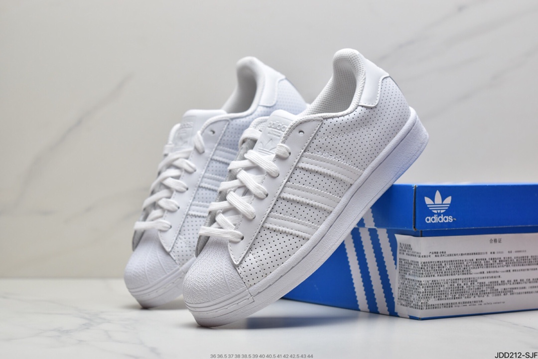 120 阿迪达斯Adidas Superstar FV3445 贝壳头50周年限定全白冲孔运动休闲板鞋
