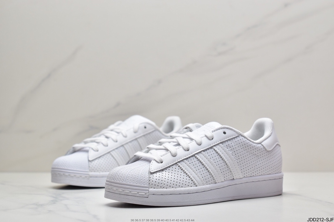 120 阿迪达斯Adidas Superstar FV3445 贝壳头50周年限定全白冲孔运动休闲板鞋