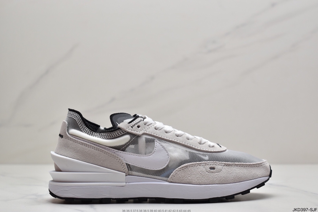 160 耐克 Sacai  华夫 镂空 解构鞋 Nike Waffle One “Summit White”轻跑鞋鞋身以经典 DA7995-101