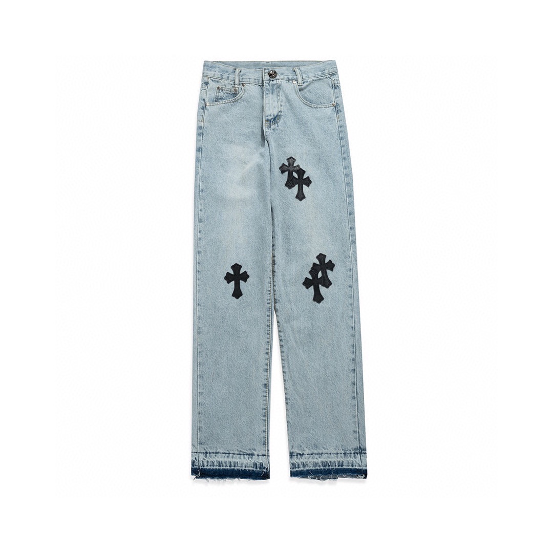 Chrome Hearts Kleidung Jeans Schwarz Blau Hellblau Rosa Nähen Frauen Männer Frühlingskollektion Fashion