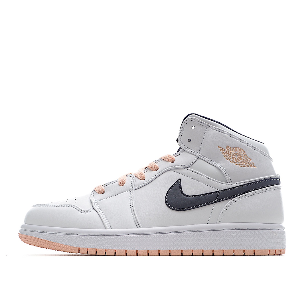 H5 Air Jordan 1 Mid AJ1 中帮篮球鞋 全新批次 原装原模大底全鞋原厂定制皮料，手感细腻正确折边工艺 完美细节诠释