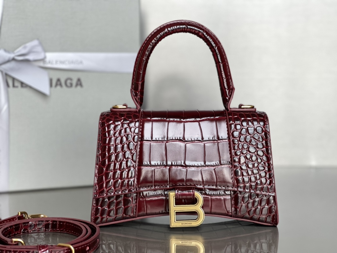 Balenciaga Borse Hourglass Alta qualità
 Borgogna Rosso Pelle bovina d’agnello di pecora Fashion