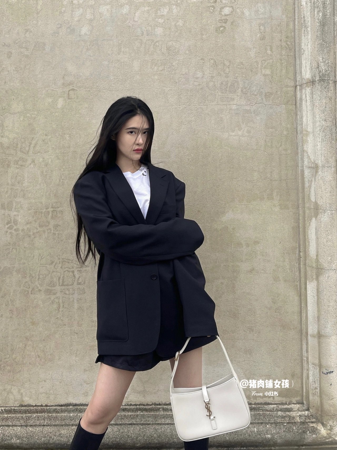 Saint laurent Ysl LE 5 À 7 平纹腋下包 657228白色