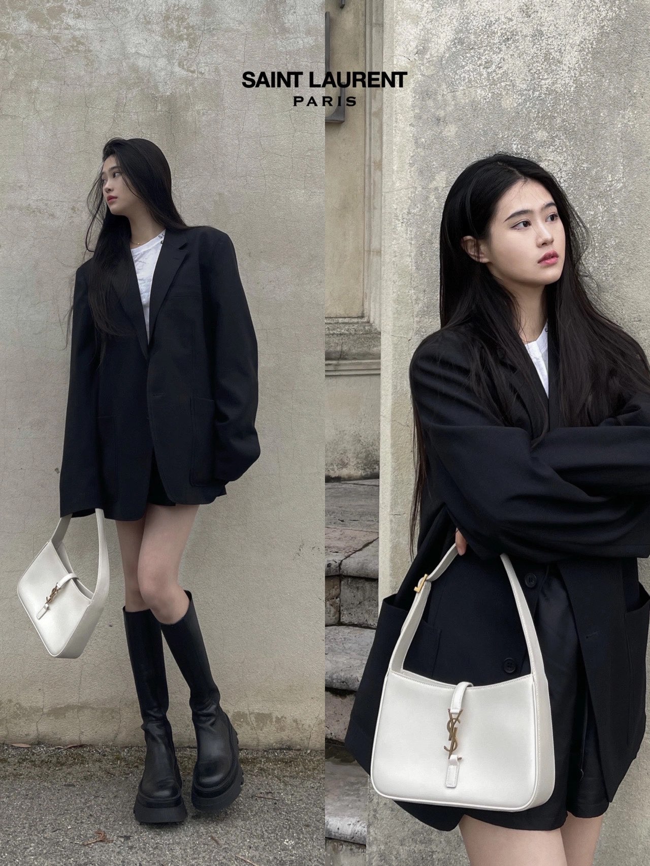 Saint laurent Ysl LE 5 À 7 平纹腋下包 657228白色