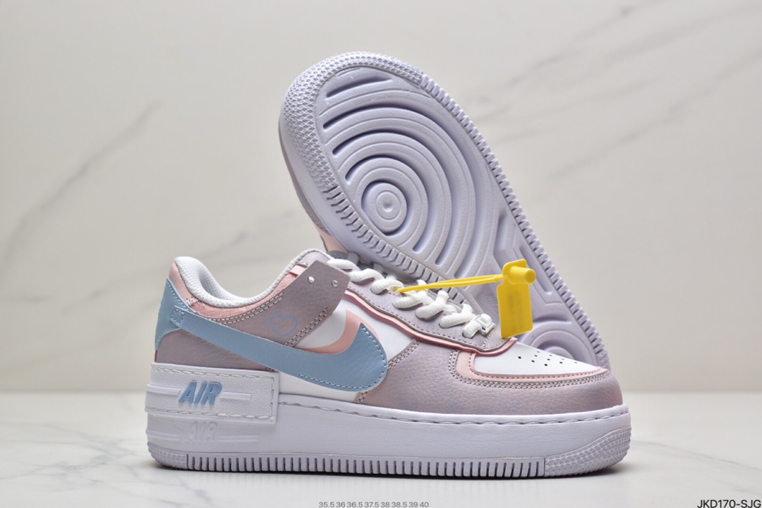 160 耐克Air Force 1 Shadow 轻量增高低帮百搭板鞋”拼接马卡龙” CI0919-100
