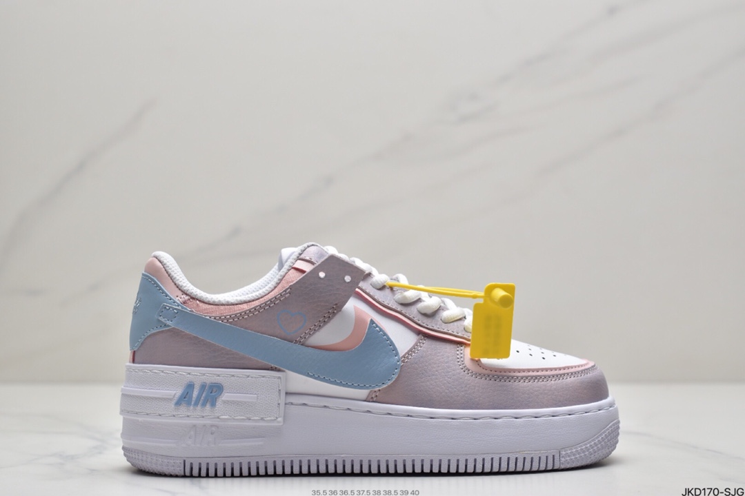 160 耐克Air Force 1 Shadow 轻量增高低帮百搭板鞋”拼接马卡龙” CI0919-100